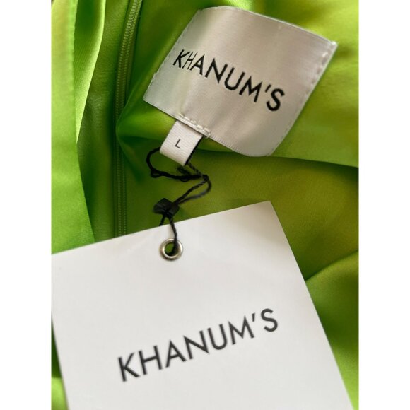 Revolve Khanums Maxi Dress Halter Rhinestone Slit Pear Green NWT Sz Large - Picture 11 of 15